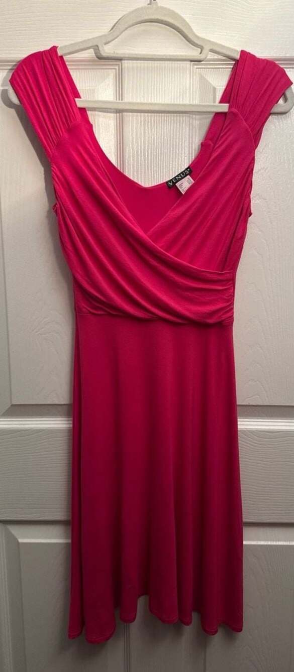 Venus Hot Pink  Ruched Fit and Flare Dress Size XS